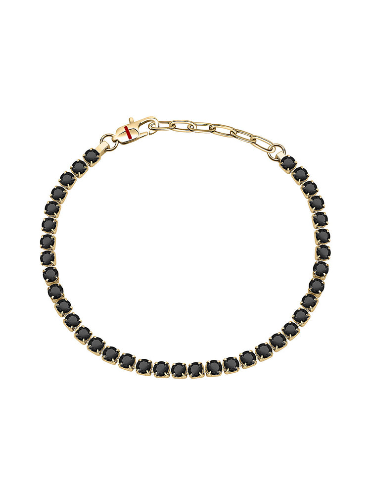BRACCIALE UOMO TENNIS IN ACCIAIO DORATO E ZIRCONI NERI SECTOR