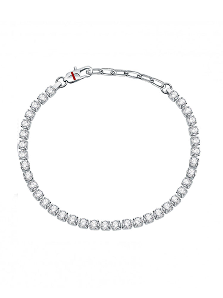 BRACCIALE UOMO TENNIS IN ACCIAIO E CRISTALLI BIANCHI 22 CM SECTOR