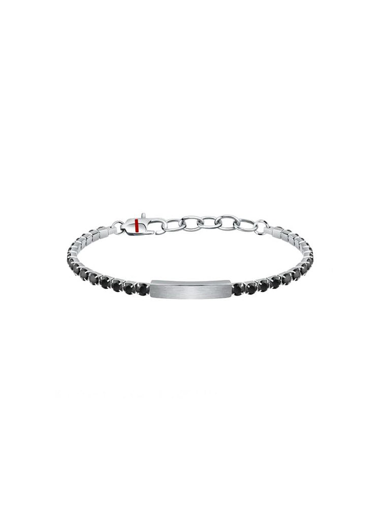 BRACCIALE UOMO TENNIS IN ACCIAIO BIANCO CON ZIRCONI NERI SECTOR