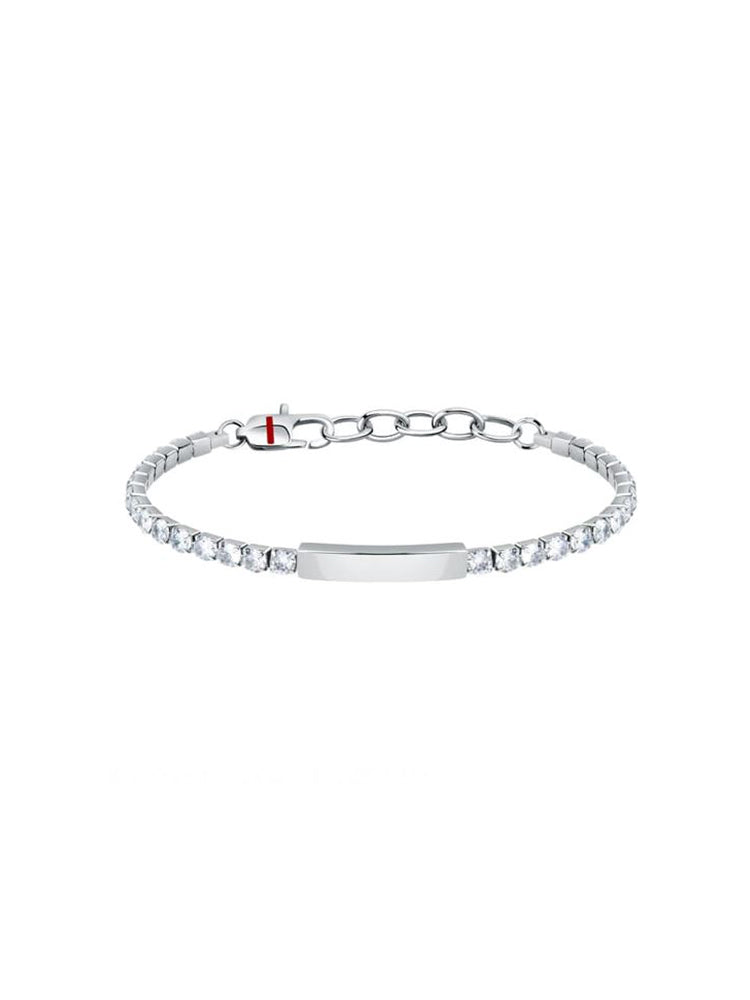 BRACCIALE UOMO TENNIS IN ACCIAIO BIANCO CON ZIRCONI BIANCHI SECTOR