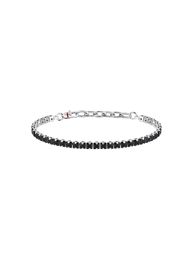 BRACCIALE UOMO TENNIS IN ACCIAIO CON CRISTALLI NERI SECTOR