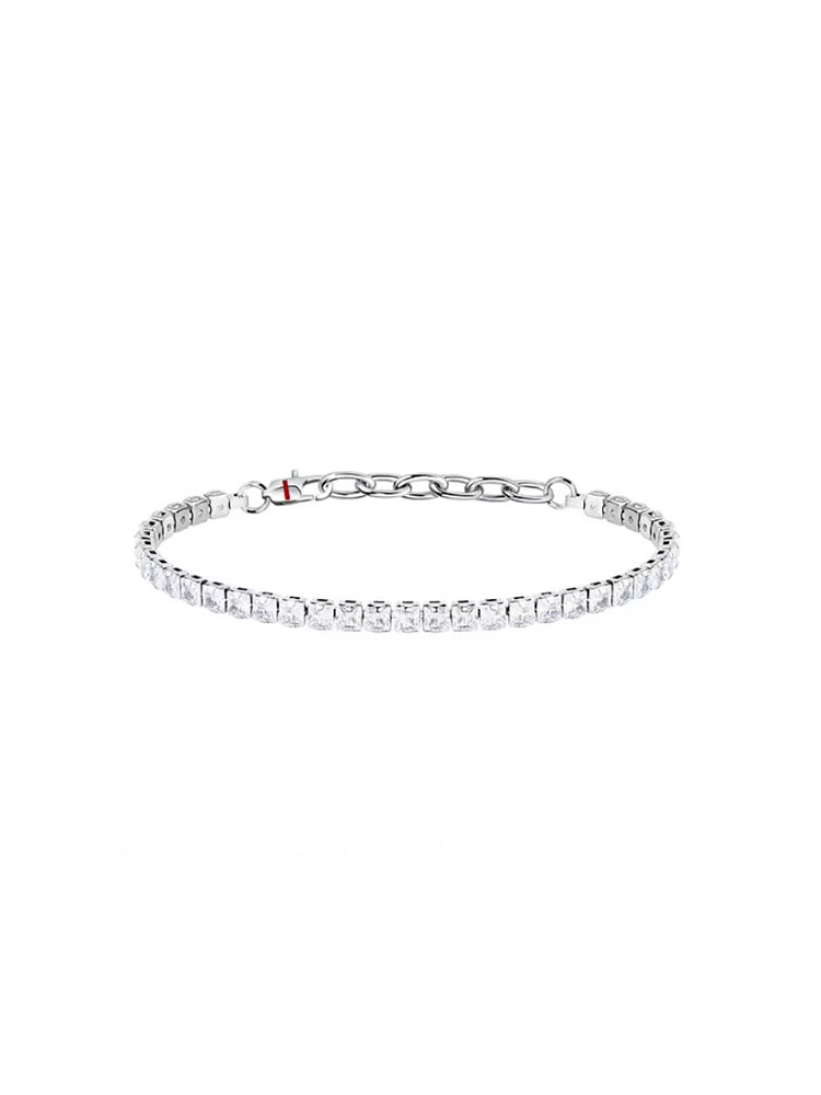 BRACCIALE UOMO TENNIS IN ACCIAIO CONC RISTALLI BIANCHI SECTOR