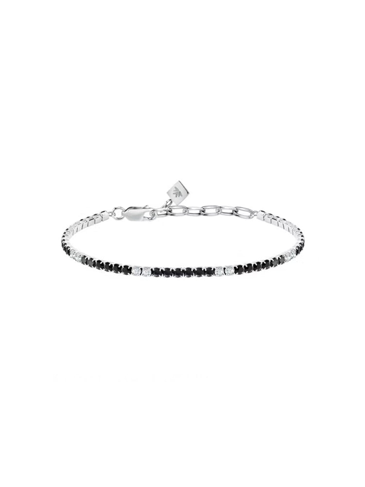 BRACCIALE UOMO TENNIS IN ARGENTO CON ZIRCONI NERI E BIANCHI MORELLATO