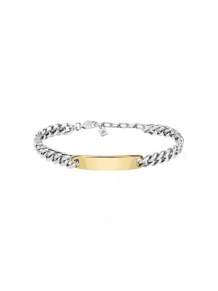 BRACCIALE UOMO CATENE, IN ACCIAIO SILVER CON PVD ORO GIALLO MORELLATO