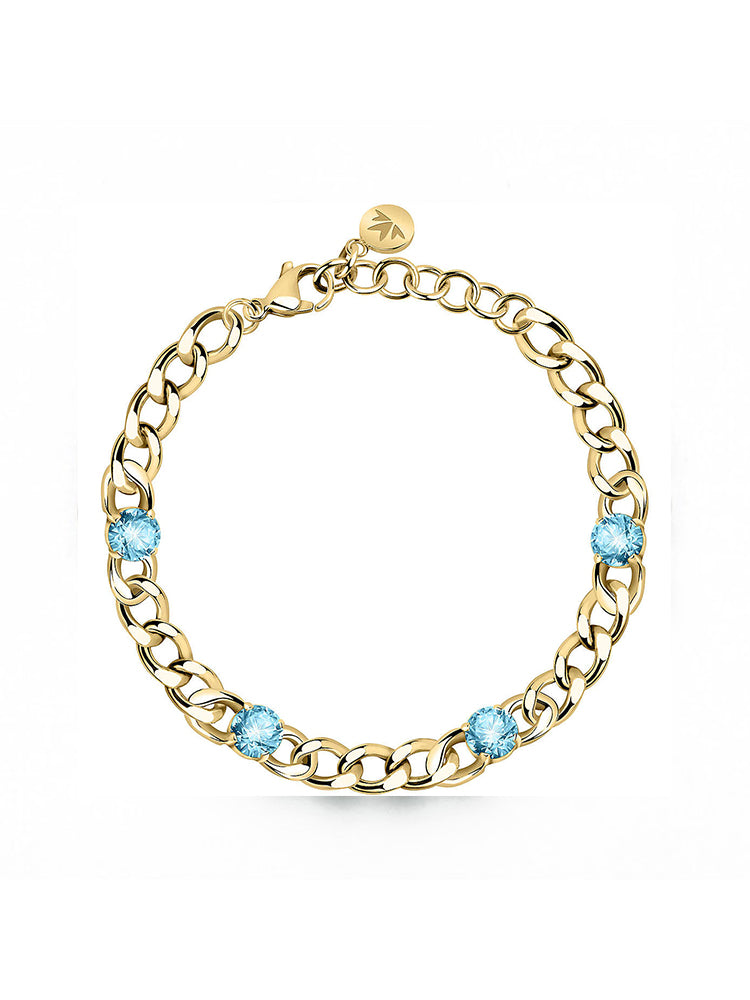 BRACCIALE DONNA POETICA, IN ACCIAIO DORATO E CRISTALLI AZZURRI MORELLATO