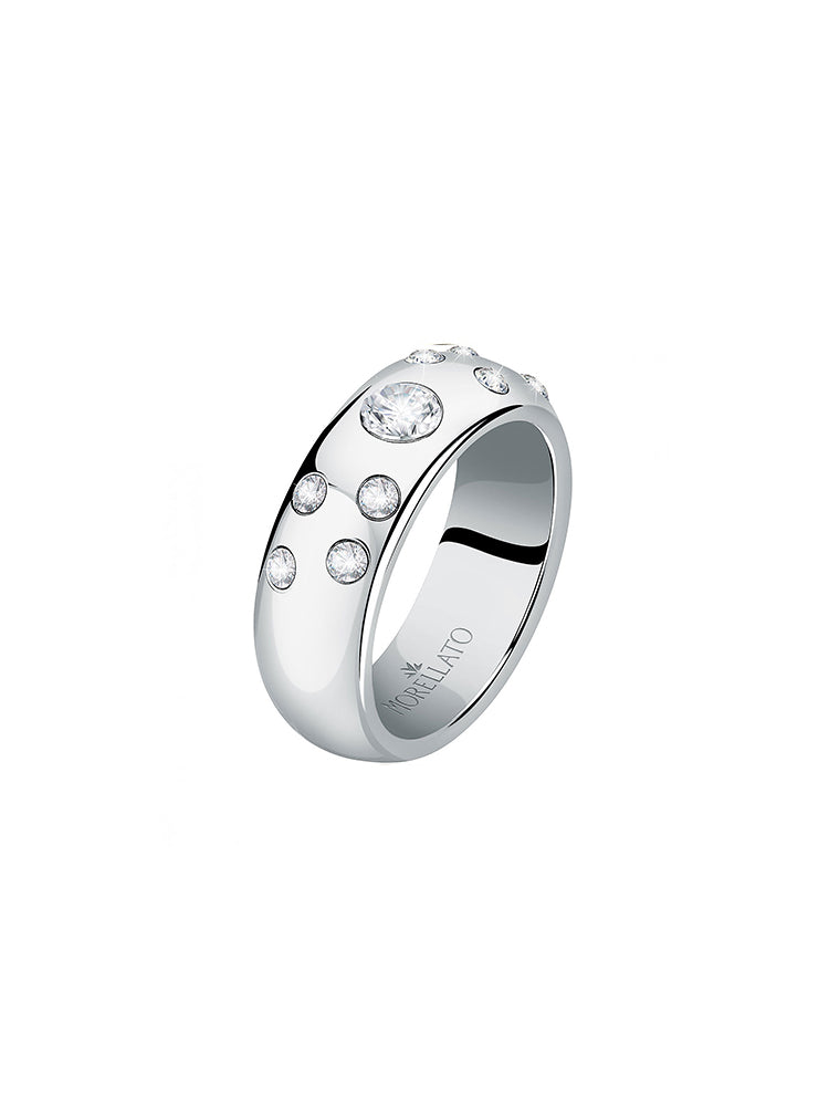ANELLO DONNA POETICA IN ACCIAIO SILVER E CRISTALLI BIANCHI MIS 14 MORELLATO