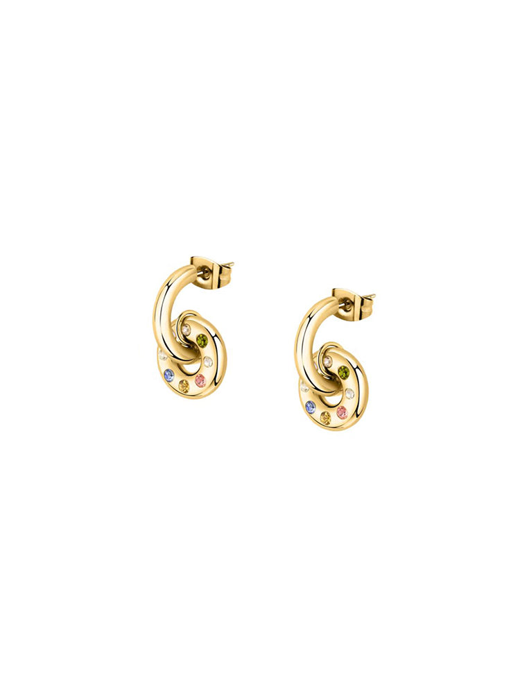 ORECCHINI DONNA IN ACCIAIO COLOR ORO E CRISTALLI COLORATI MORELLATO
