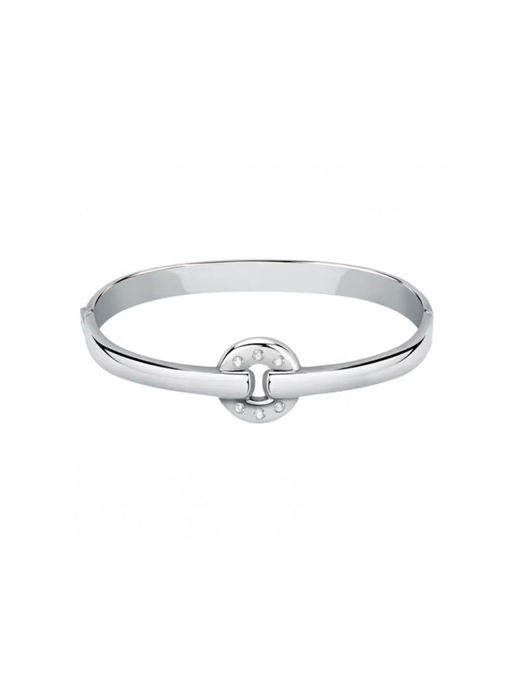 BRACCIALE DONNA BAGLIORI RIGIDO IN ACCIAIO E CRISTALLI BIANCHI MORELLATO