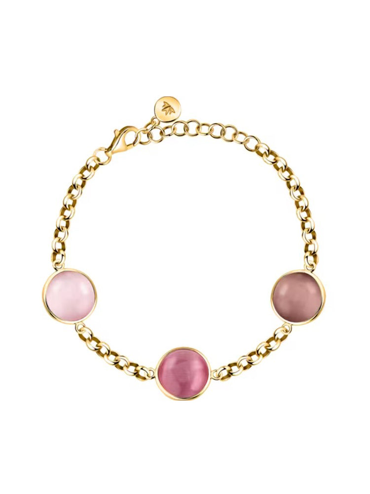 BRACCIALE DONNA IN ARGENTO DORATO CON PIETRE ROSA MORELLATO