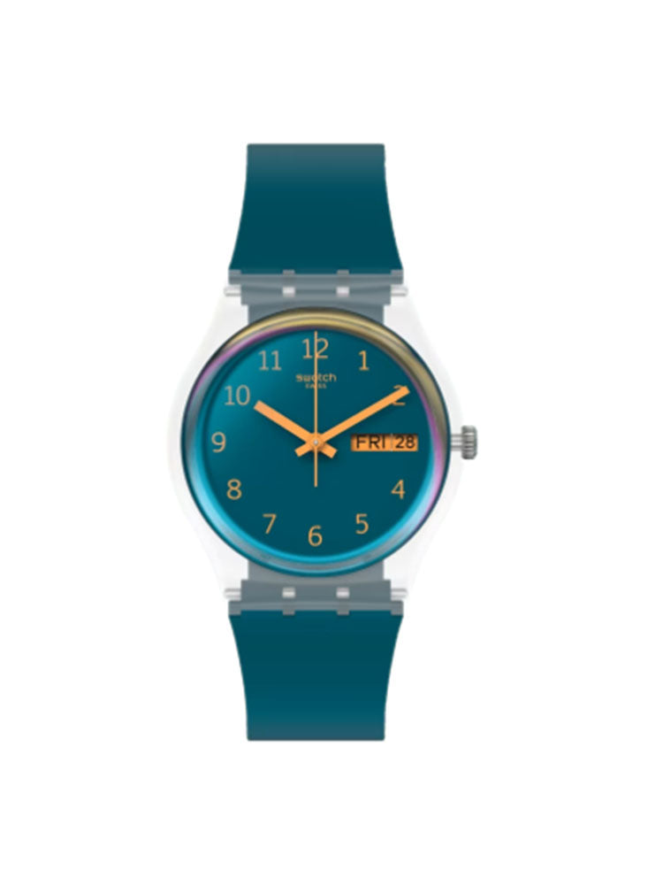 OROLOGIO UNISEX BLUE AWAY CON CASSA TRASPERENTE SOLO TEMPO SWATCH