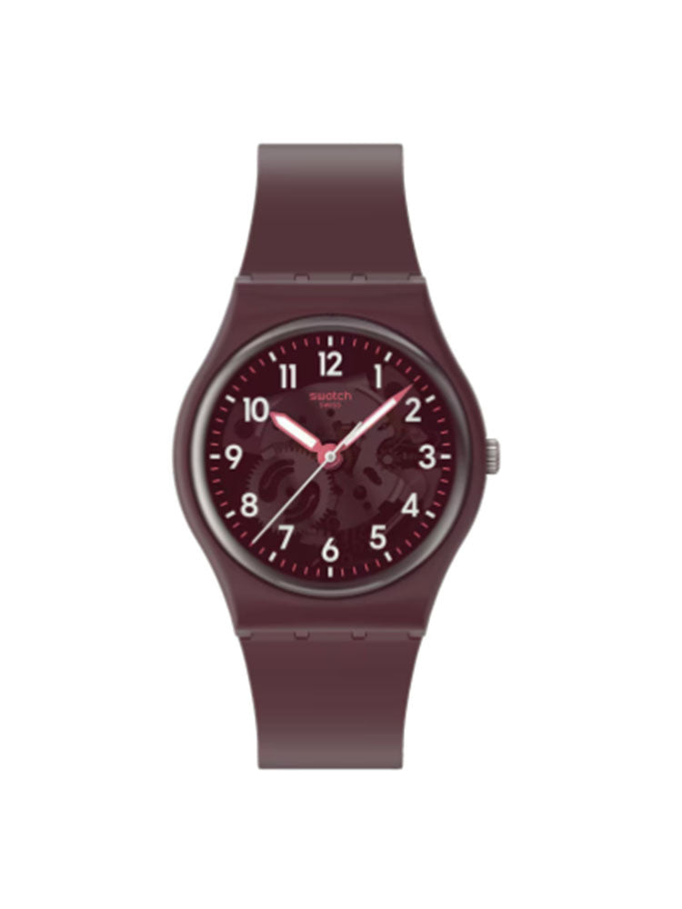 OROLOGIO UNISEX THRU THE CROWN GLASS BORDEAUX SWATCH