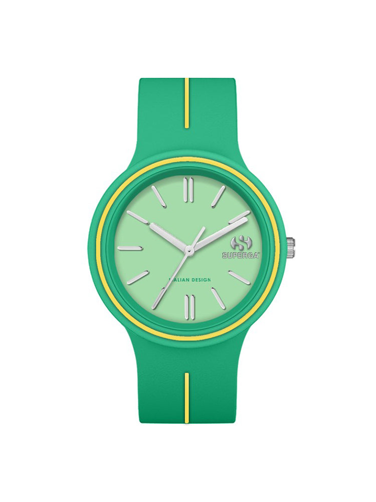 OROLOGIO RAGAZZO SOLO TEMPO VERDE E FINITURE GIALLE SUPERGA