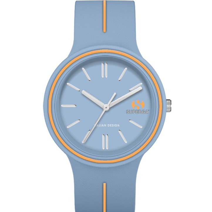 OROLOGIO RAGAZZO SOLO TEMPO AZZURRO E FINITURE ARANCIO SUPERGA