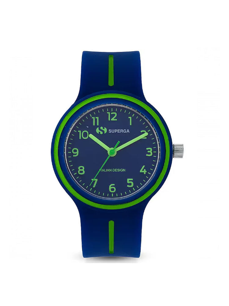 OROLOGIO BAMBINO SOLO TEMPO BLU E VERDE IN SILICONE SUPERGA