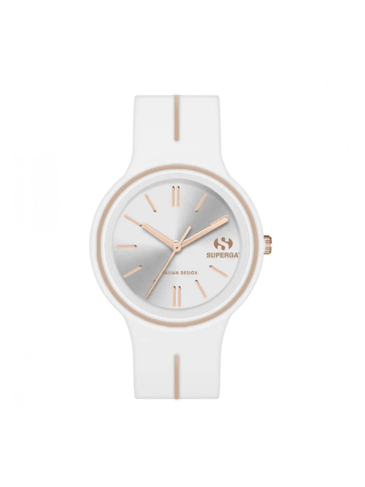 OROLOGIO UNISEX SOLO TEMPO MIAMI IN SILICONE BIANCO CON DETTAGLI GOLDROSE SUPERGA