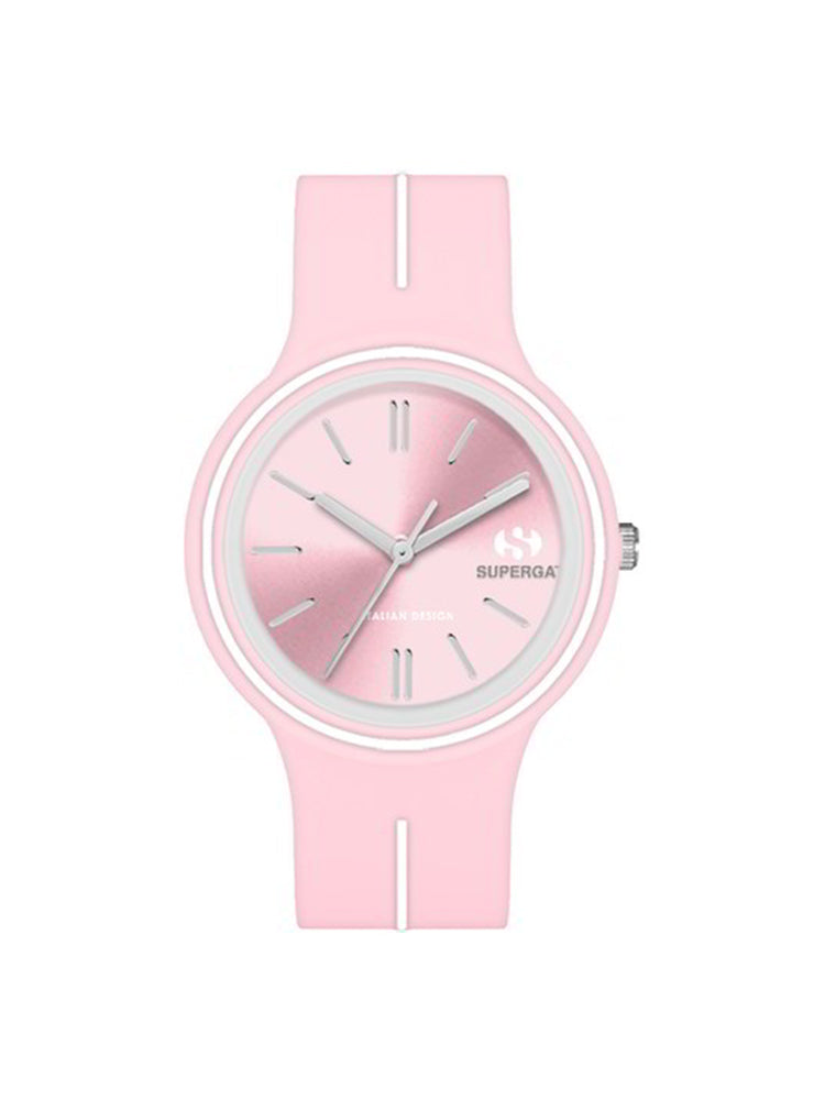OROLOGIO DONNA IN SILICONE ROSA CON DETTAGLI BIANCHI E QUANDRANTE ROSA SUPERGA