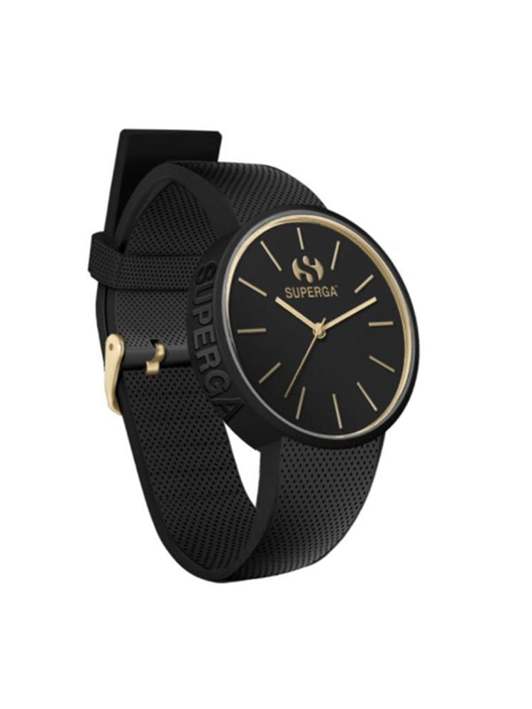 OROLOGIO UNISEX SOLO TEMPO NERO E ORO GIALLO SUPERGA