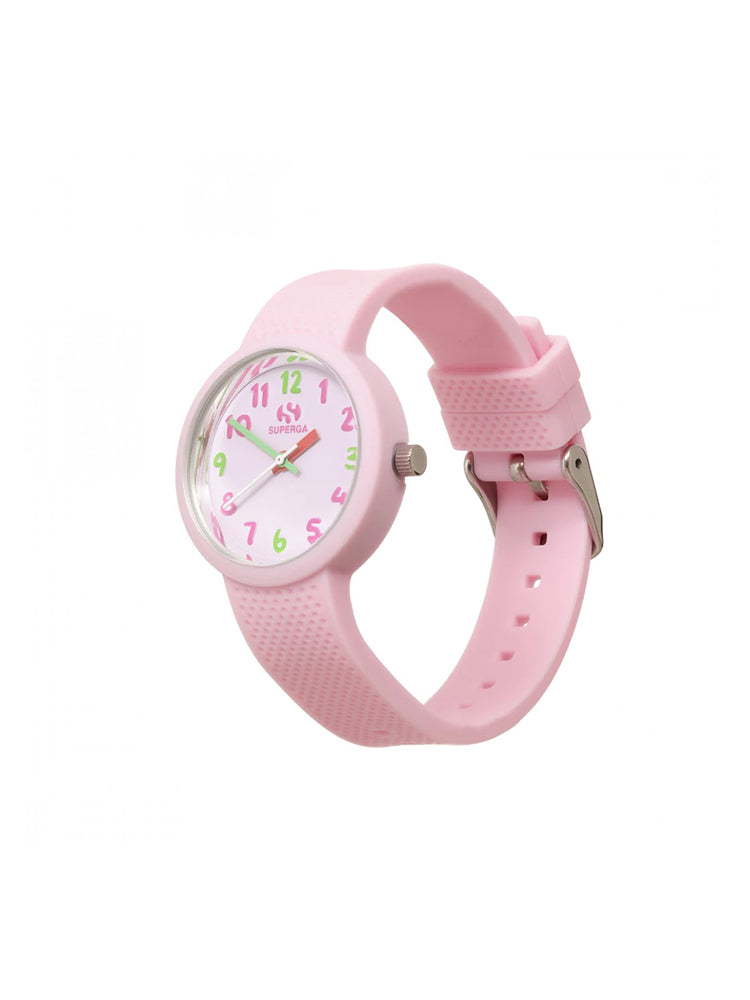 OROLOGIO RAGAZZA IN SILICONE ROSA E NUMERI COLORATI SOLO TEMPO SUPERGA