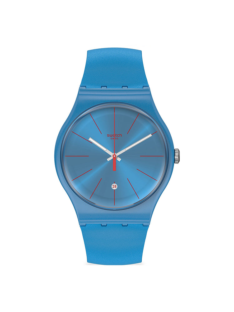 OROLOGIO UNISEX SOLO TEMPO LAGOONAZING IN SILICONE AZZURRO SWATCH