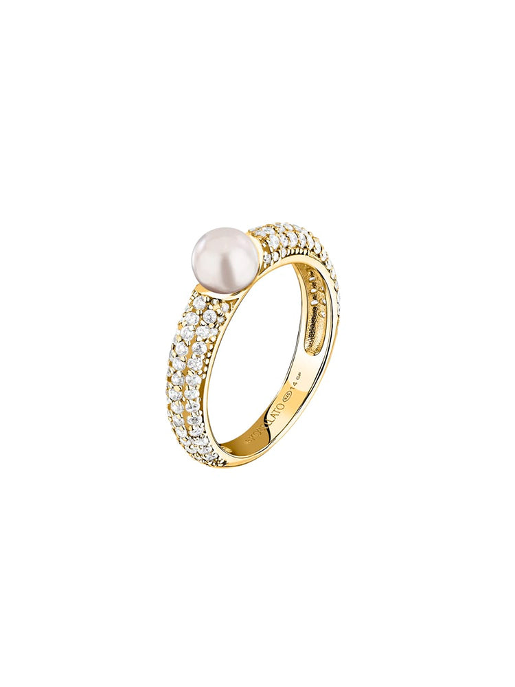 ANELLO DONNA IN ARGENTO DORATO CON PERLA CENTRALE MIS 14 MORELLATO