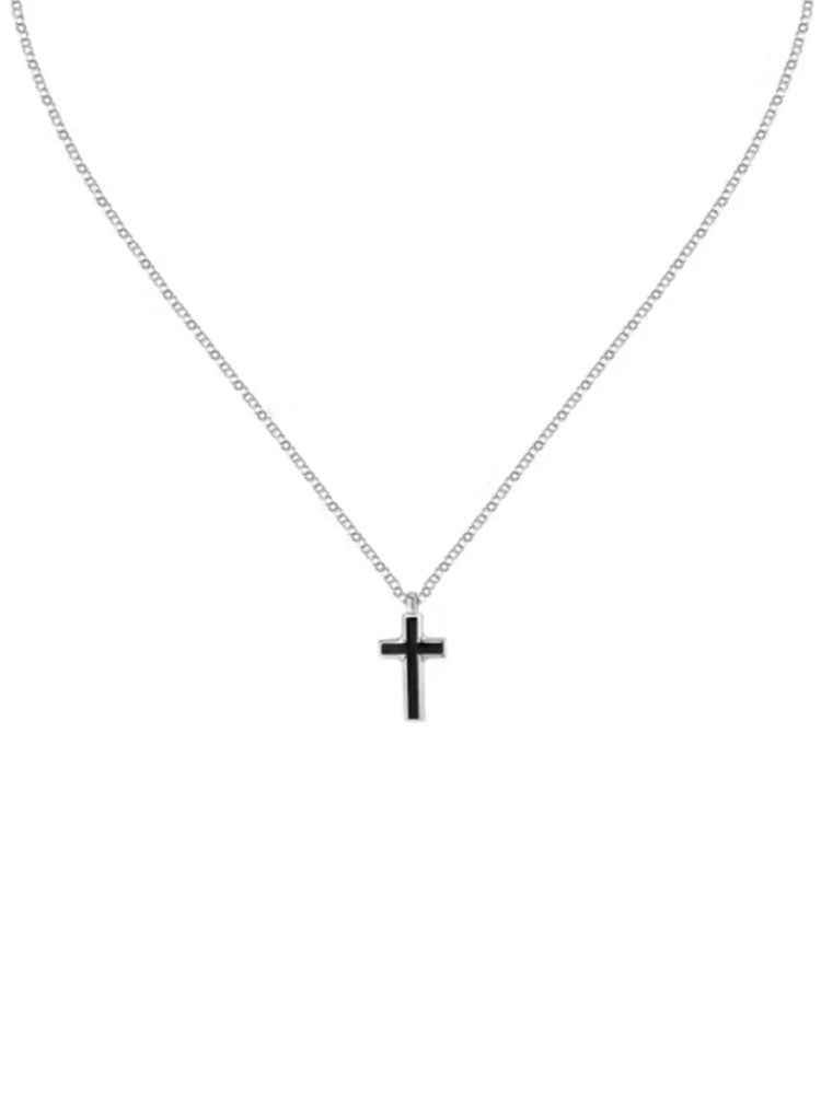 COLLANA UOMO SPIRIT CON CROCE IN ACCIAIO E NERO SECTOR