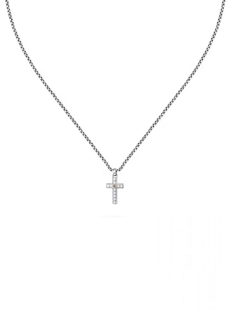 COLLANA UOMO PENDENTE SPIRIT IN ACCIAIO CON CROCE SILVER SECTOR