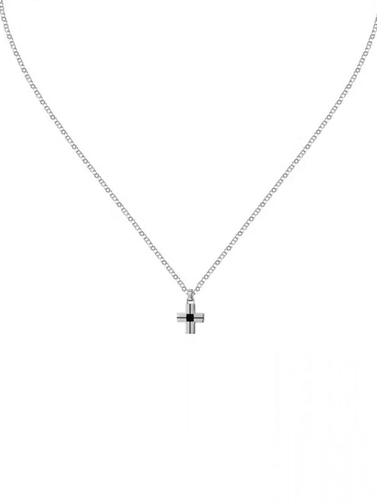 COLLANA UOMO PENDENTE SPIRIT IN ACCIAIO SILVER CON DETTAGLI IN  NERO SECTOR