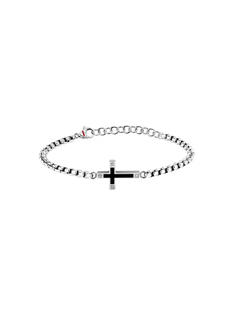 BRACCIALE UOMO IN ACCIAIO CON CROCE CENTRALE SECTOR