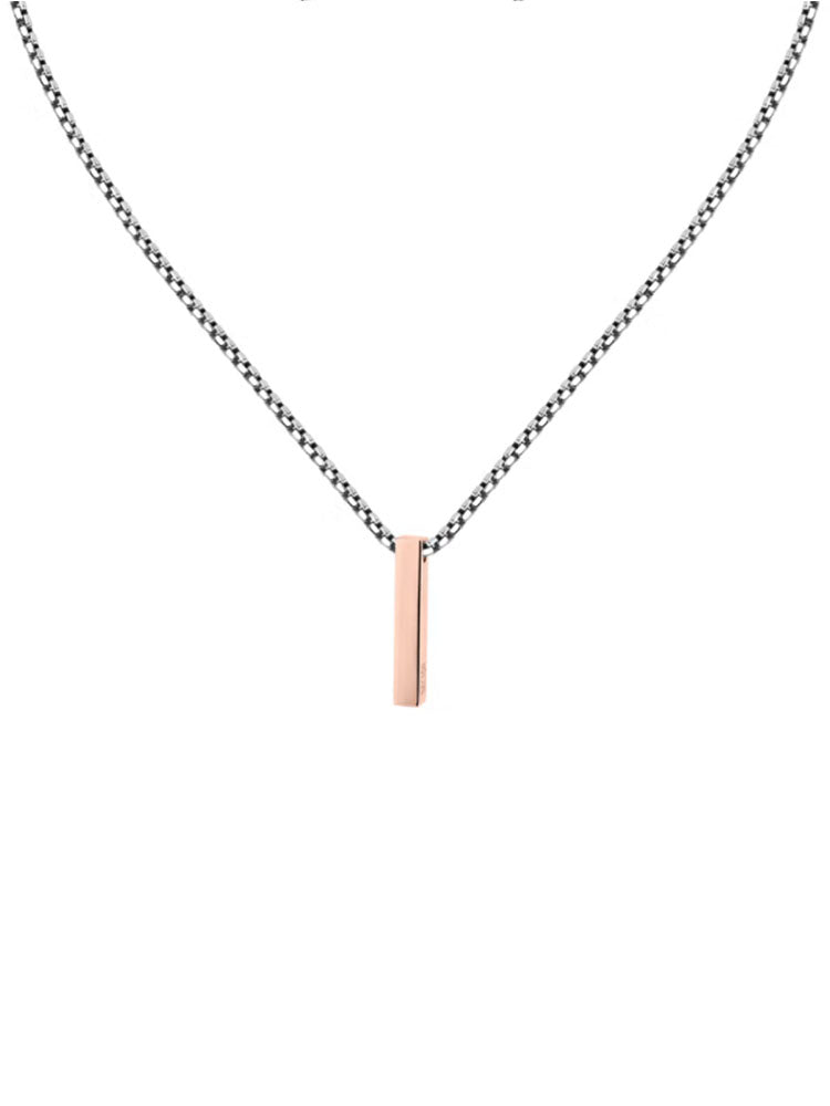 COLLANA UOMO BASIC IN ACCIAIO CON PIASTRINA COLOR ORO ROSA SECTOR