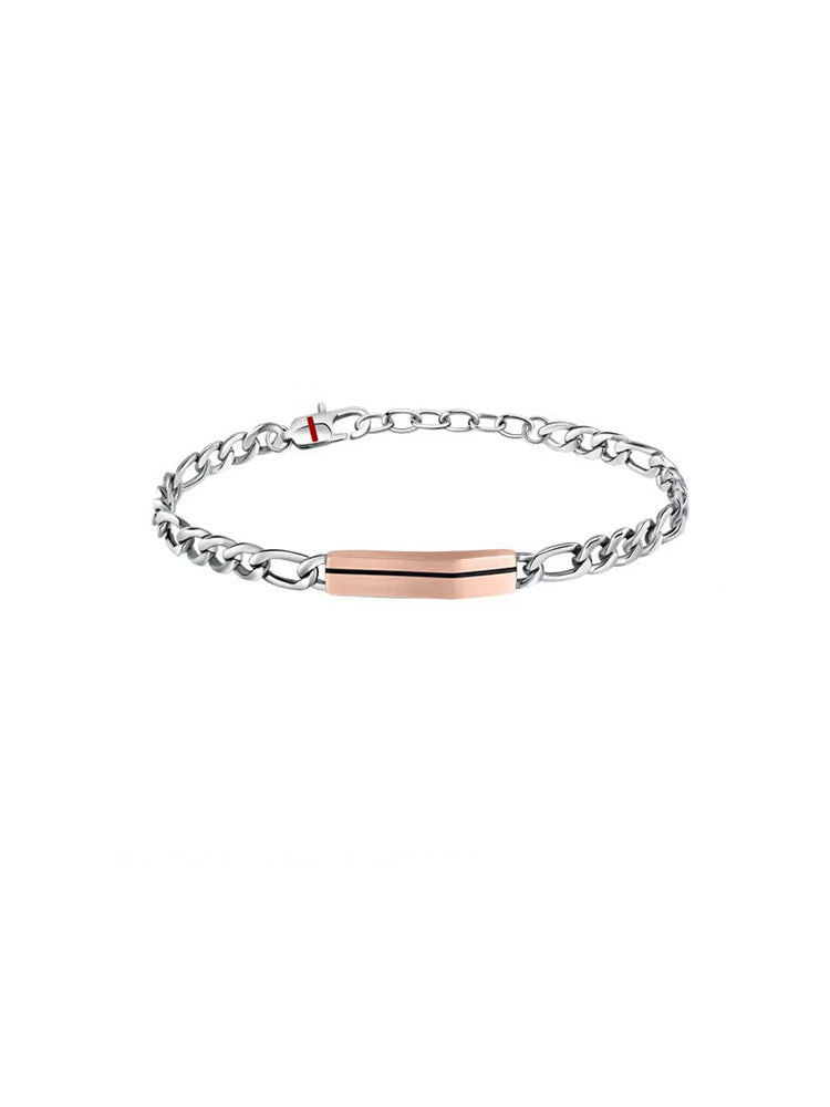 BRACCIALE UOMO A CATENA BASIC IN ACCIAIO CON DETTAGLIO COLOR ORO ROSA SECTOR