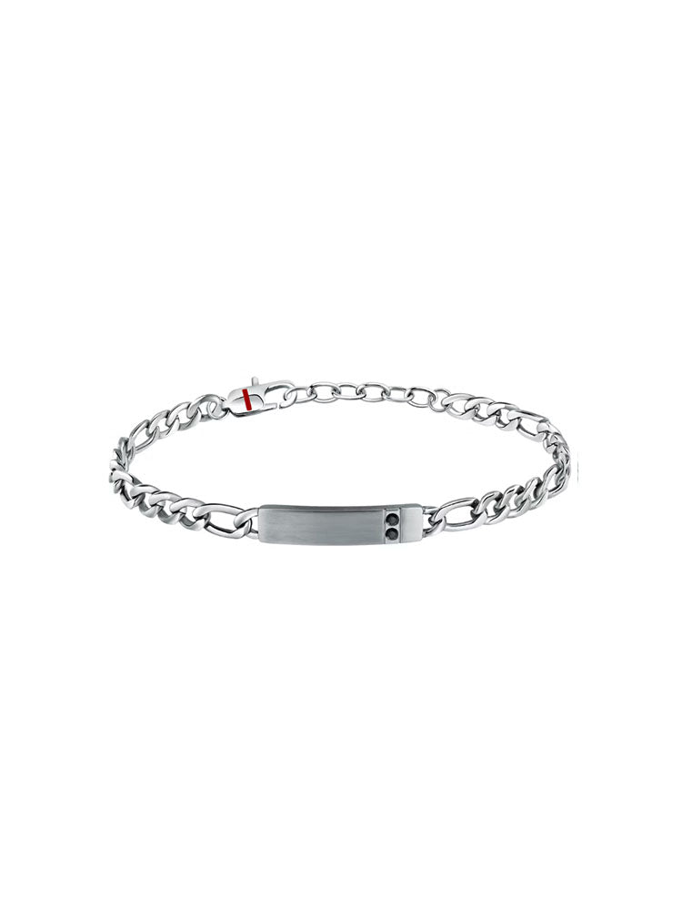 BRACCIALE UOMO A CATENA CON PLACCHETTA E CRISTALLI NERI SECTOR