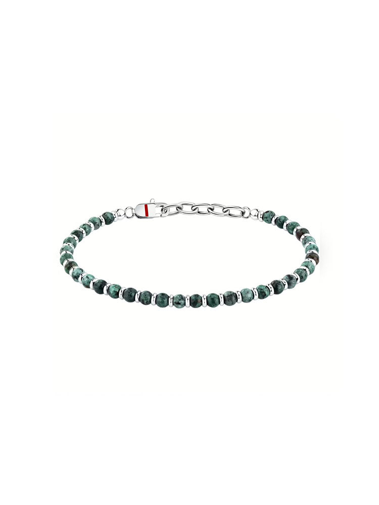 BRACCIALE UOMO IN ACCIAIO CON PIETRE NATURALI IN AGATA VERDE SECTOR