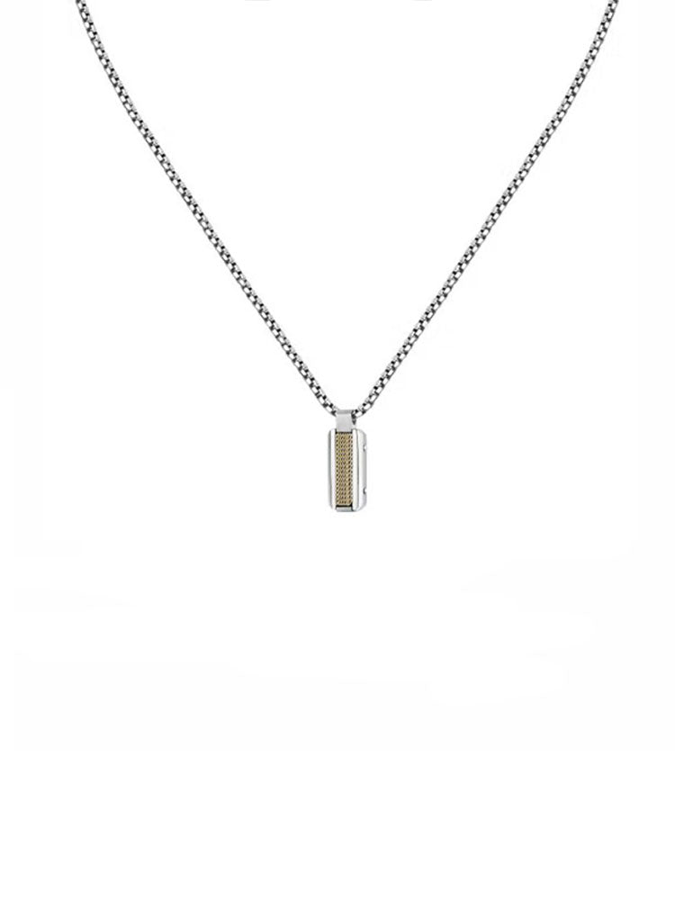COLLANA UOMO LUNGA BASIC IN ACCIAIO CON PIASTRINA SECTOR