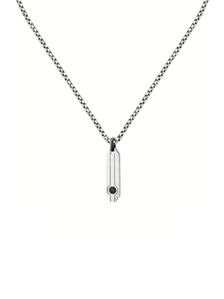 COLLANA UOMO IN ACCIAIO FINITURA LUCIDA CON ELEMENTO PENDENTE CENTRALE SECTOR