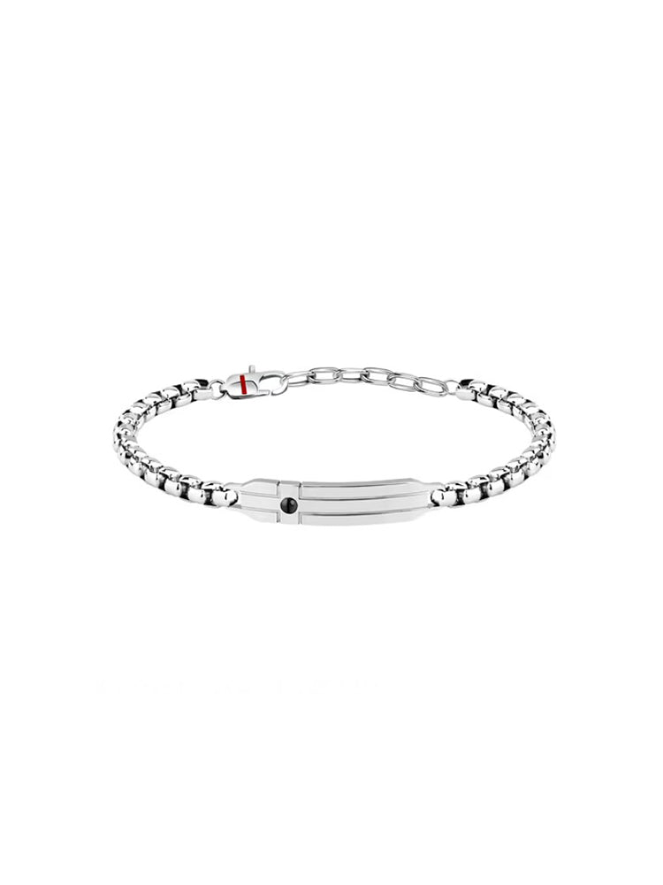 BRACCIALE UOMO IN ACCIAIO A CATENA CON TARGHETTA CENTRALE SECTOR