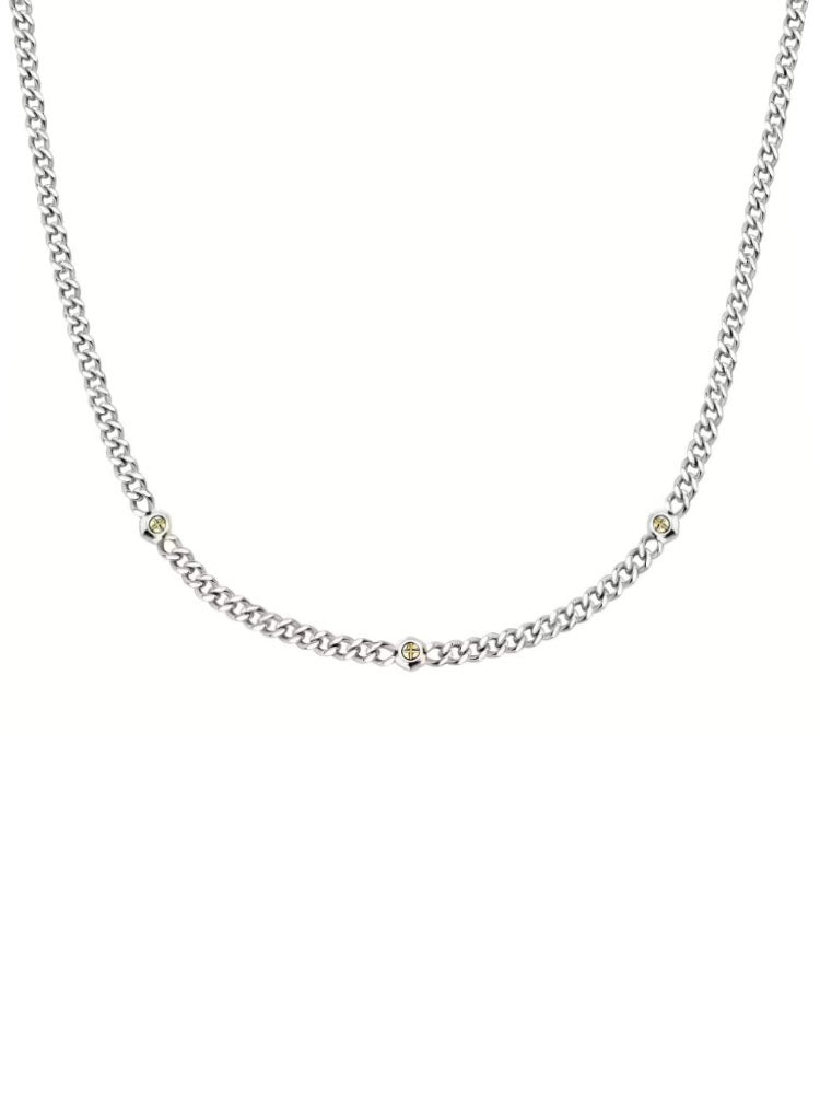 COLLANA UOMO IN ACCIAIO MAGLIA GRUMETTE CON ELEMENTI IN ORO COLLEZIONE BASIC SECTOR