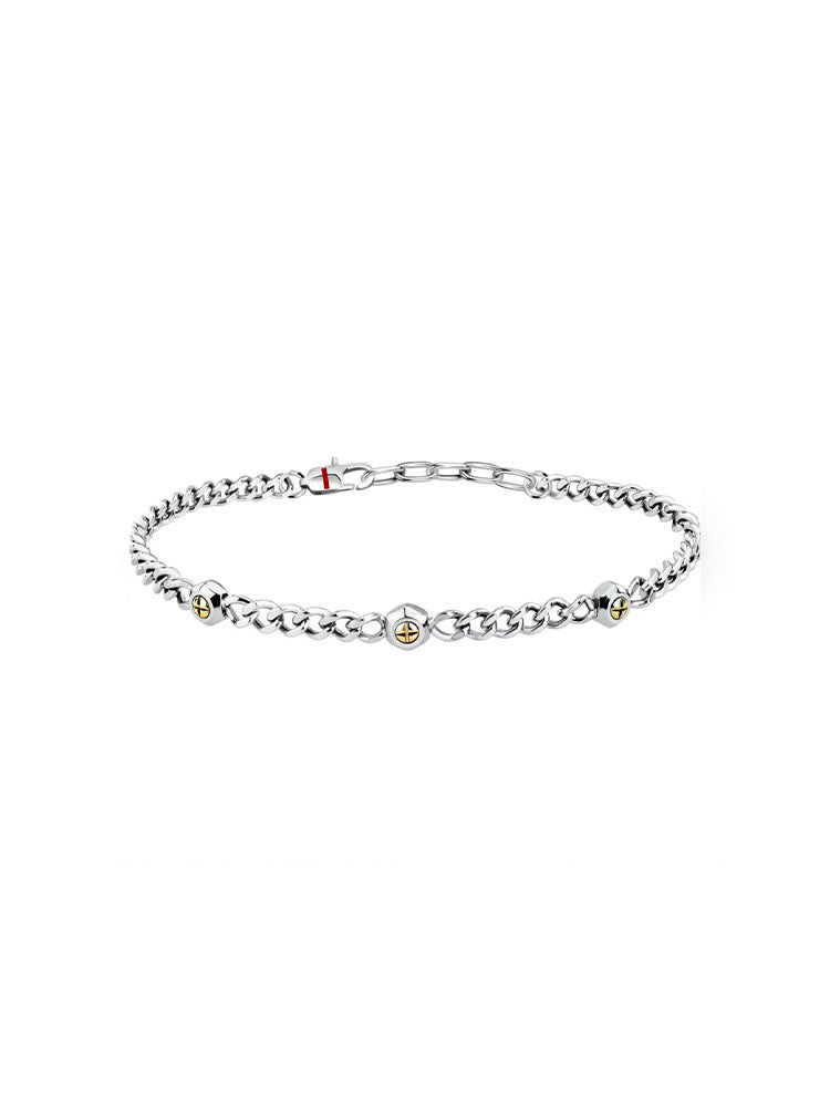 BRACCIALE UOMO IN ACCIAIO A  CATENA MAGLIA GRUMETTE CON ELEMENTI DORATI COLLEZIONE BASIC SECTOR