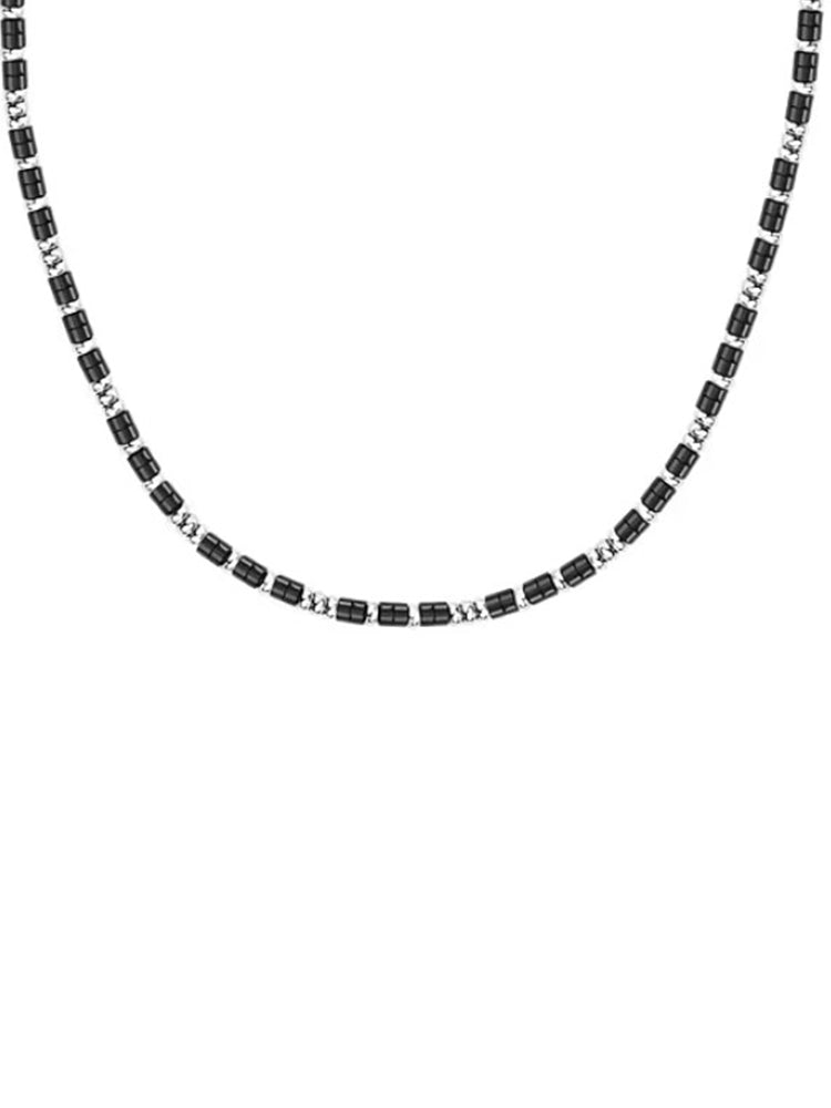 COLLANA UOMO IN ACCIAIO CON PIETRE NERE SECTOR