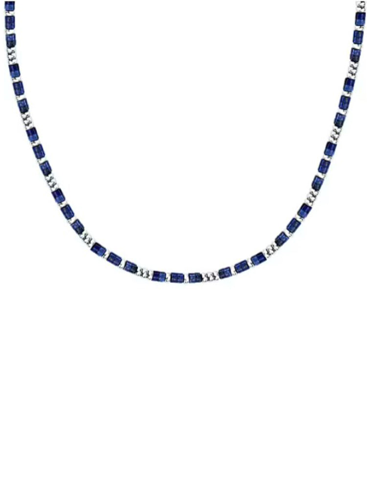 COLLANA UOMO IN ACCIAIO CON PIETRE BLU SECTOR