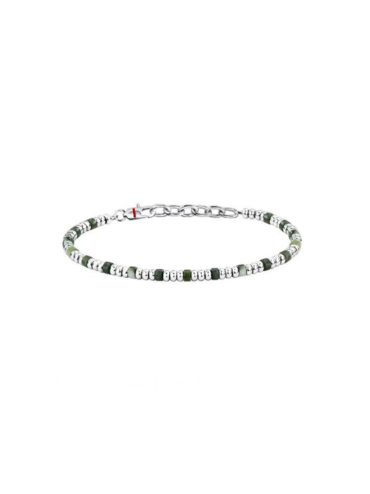BRACCIALE UOMO IN ACCIAIO E GIADA VERDE SECTOR