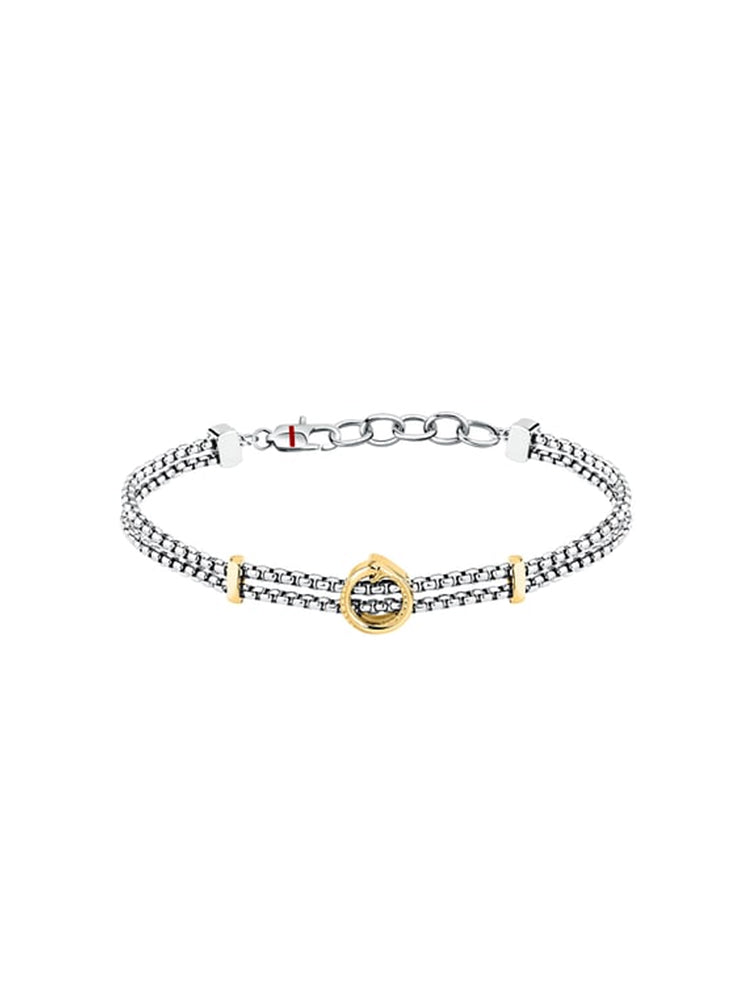 BRACCIALE UOMO IN ACCIAIO CON SERPENTE CENTRALE DORATO SECTOR