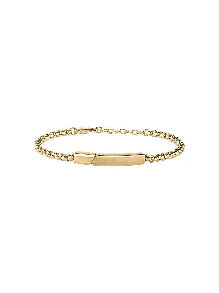 BRACCIALE UOMO BASIC, CATENA IN ACCIAIO DORATO CON PLACCHETTA 19 CM SECTOR