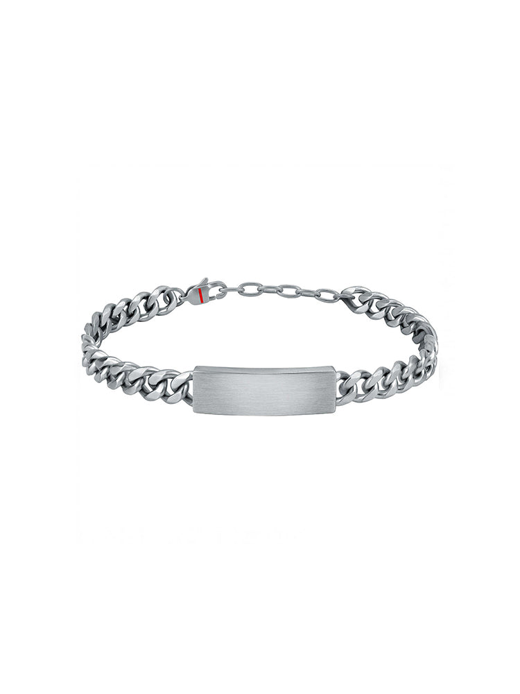 BRACCIALE UOMO BASIC, CATENA IN ACCIAIO SILVER CON PLACCHETTA 22 CM SECTOR