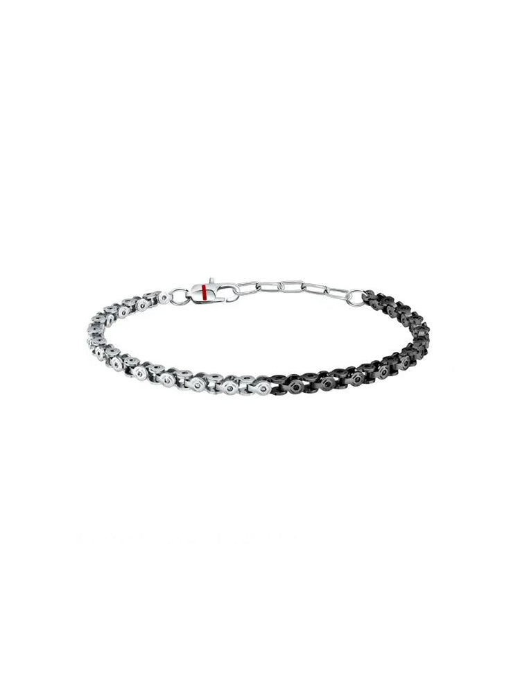 BRACCIALE UOMO A CATENA BICOLORE BIANCO E NERO BASIC SECTOR