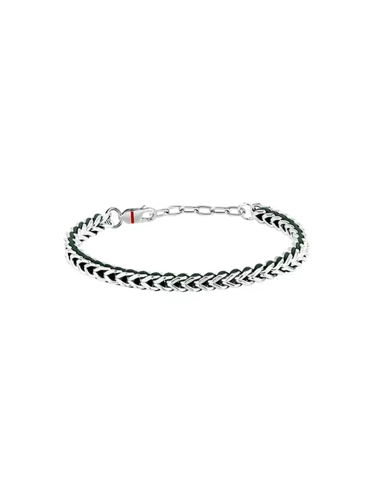 BRACCIALE UOMO IN ACCIAIO CON CORDONCINO VERDE SECTOR
