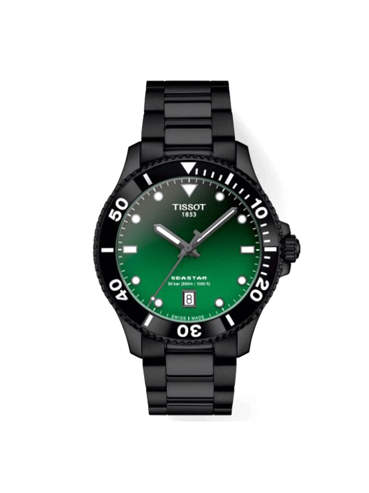 OROLOGIO UOMO SEASTAR 40 MM IN ACCIAIO NERO E QUADRANTE VERDE TISSOT