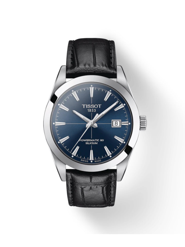 OROLOGIO UOMO GENTLEMAN POWERMATIC 80 SILICIUM, CINTURINO IN PELLE NERO TISSOT