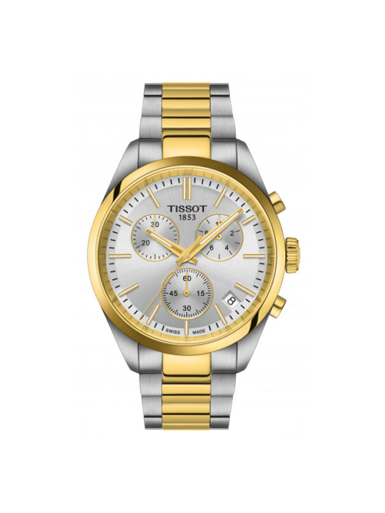 OROLOGIO UOMO PR 100 CRONOGRAFO IN ACCIAIO BICOLORE DORATO TISSOT