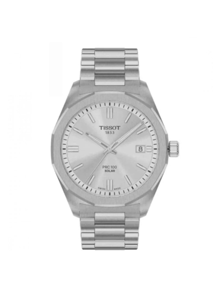OROLOGIO UOMO PRC 100 SOLAR 39 MM IN ACCIAIO E QUADRANTE SILVER TISSOT