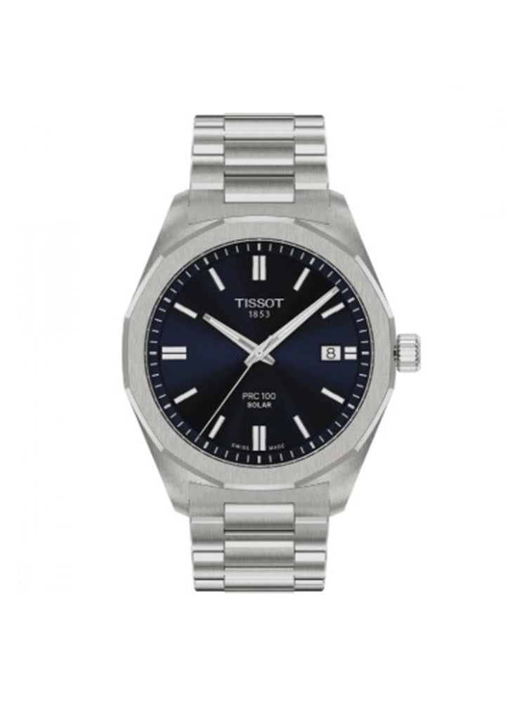 OROLOGIO UOMO PRC 100 SOLAR 39 MM IN ACCIAIO CON QUADRANTE BLU TISSOT